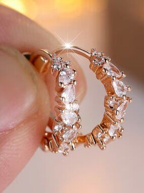 18K Gold Womens 2ct Diamond Small Hoop Earrings NEW 18 Karat Silver Jewelry